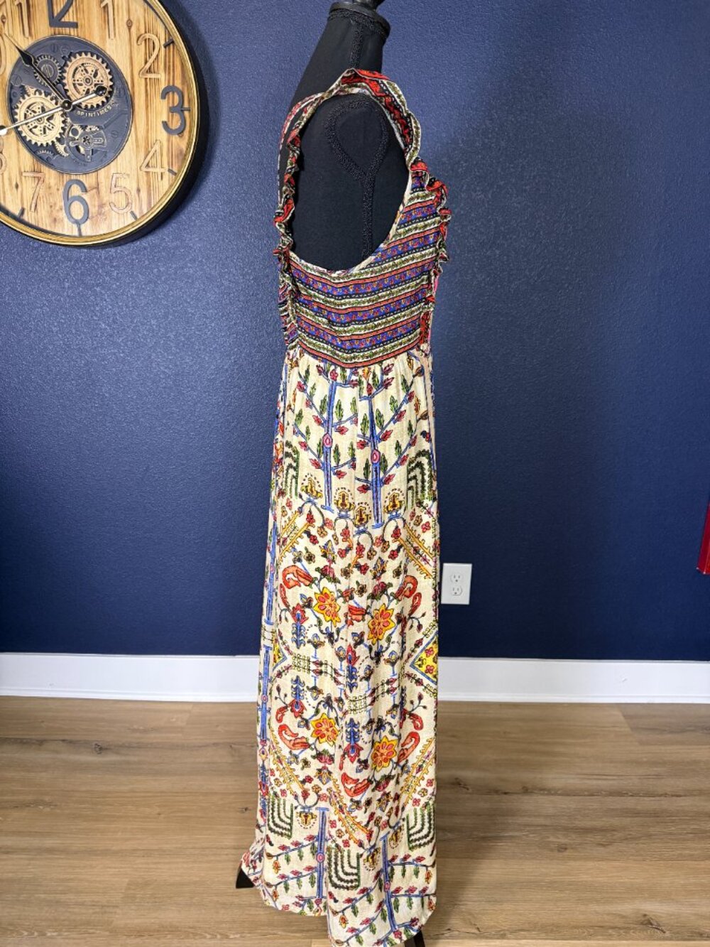 Anthropologie Vineet Bahl Valerie Embroidered Smocked Maxi Dress | 6 - Picture 4 of 10